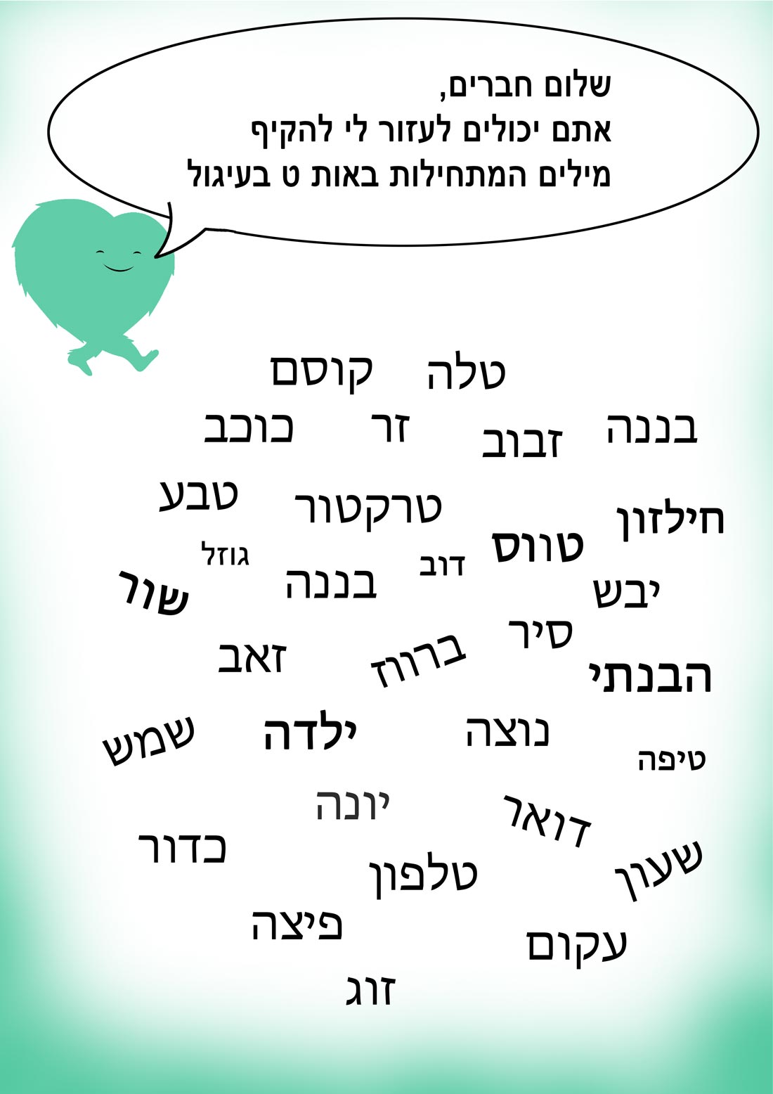 מילים שמתחילות באות ט